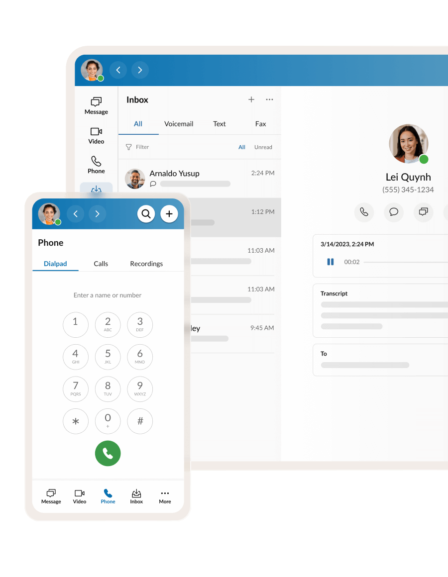 Приложението RingCentral за настолен компютър и цифровата клавиатура на мобилното приложение RingCentral