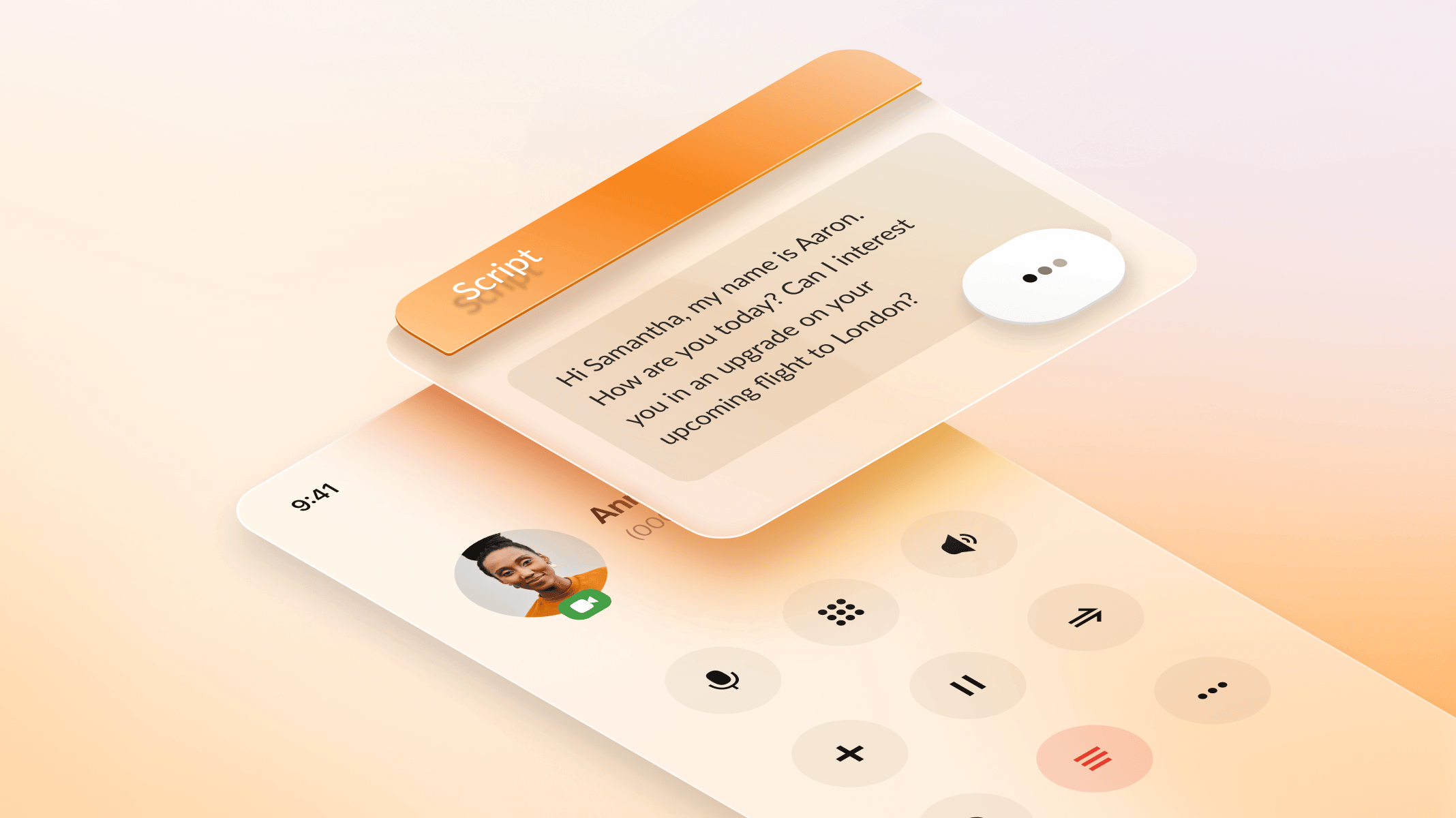 The script feature of RIngCX over a mobile phone call
