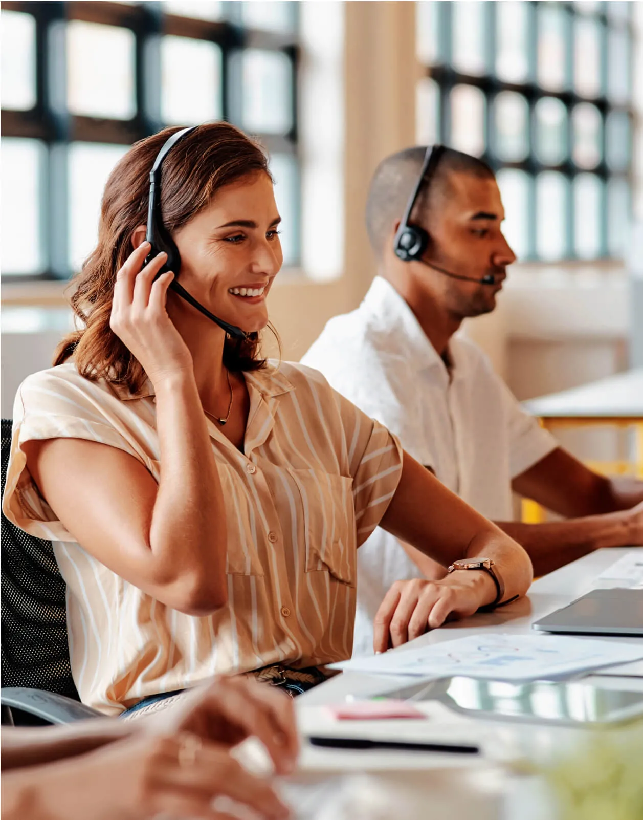 An agent receives a call routed by the RingCentral automatic call distribution feature